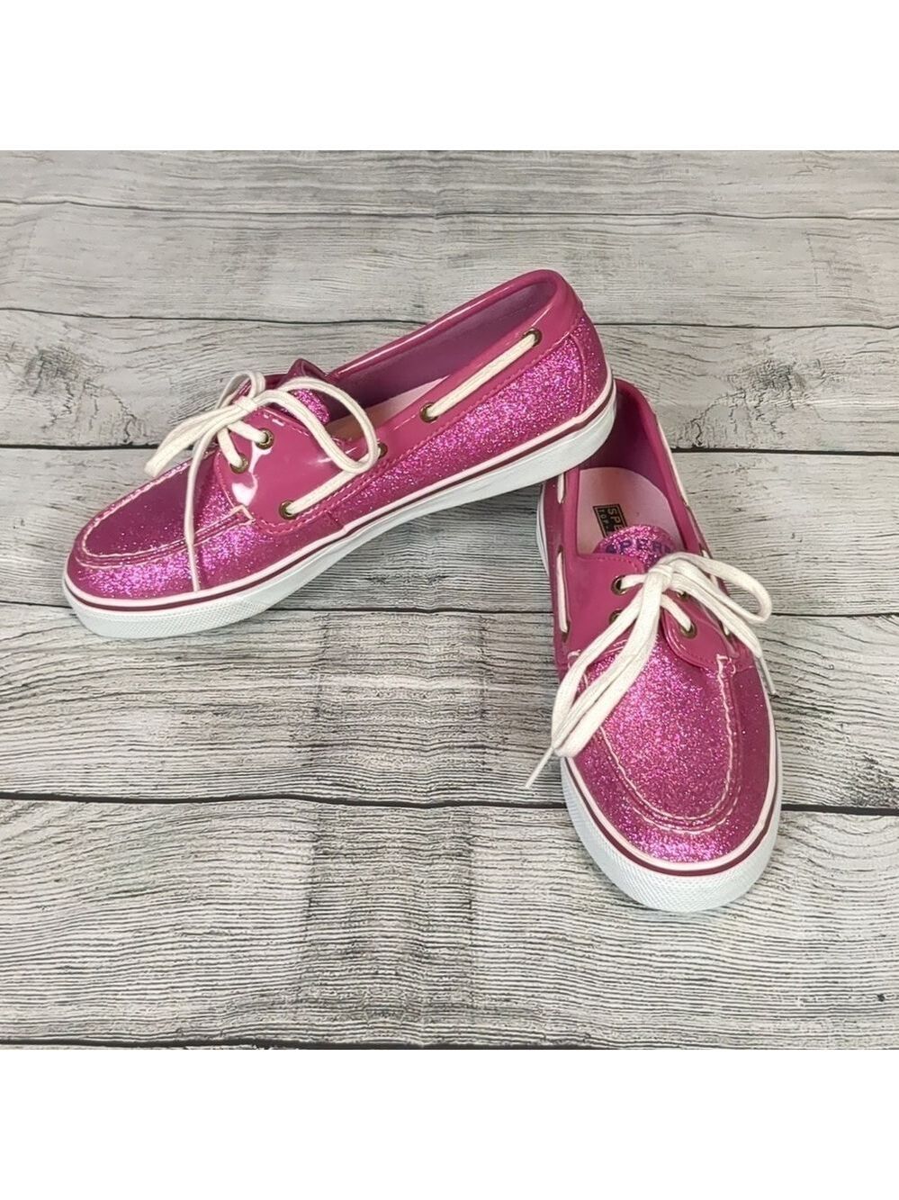 Sperry top-sider pink glitter boat shoes size 8